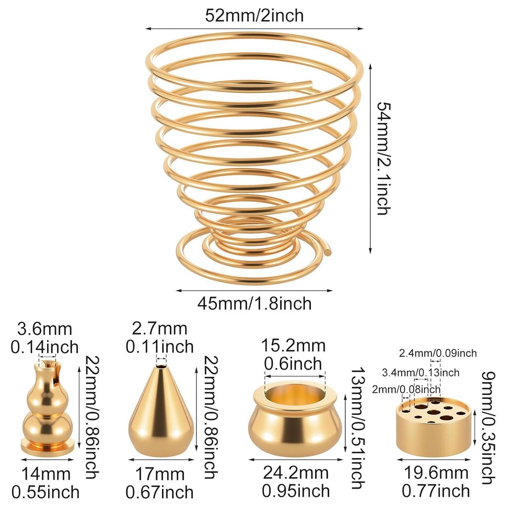 5 in 1 Brass Incense Holder 5 Styles Incense Cone Incense Sticks Coil Incense Holder Incense Burner for Yoga Home Fragrance