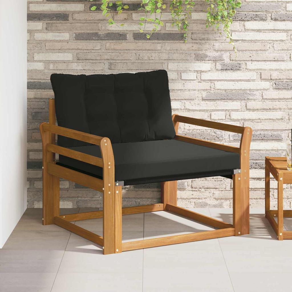 Outdoor Sofa Set Solid Acacia Wood and Textilene Natural