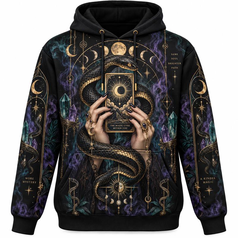 Halloween Women's Hoodie Spooky Graphic Pullover Occult Fantasy Dark Streetwear Pumpkin Ghost Witch Magic Skeleton Cyber Horror Unisex