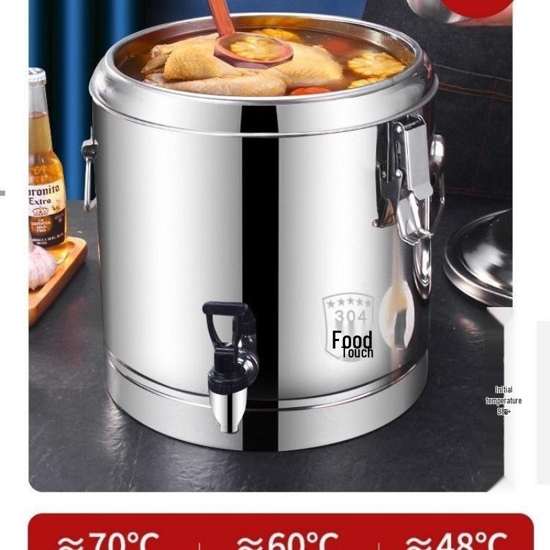 

30L Stainless Steel Insulated Bucket with Spigot for Ice, Soup, Tea, or Soy Milk. 304 Extra Thick without Spigot