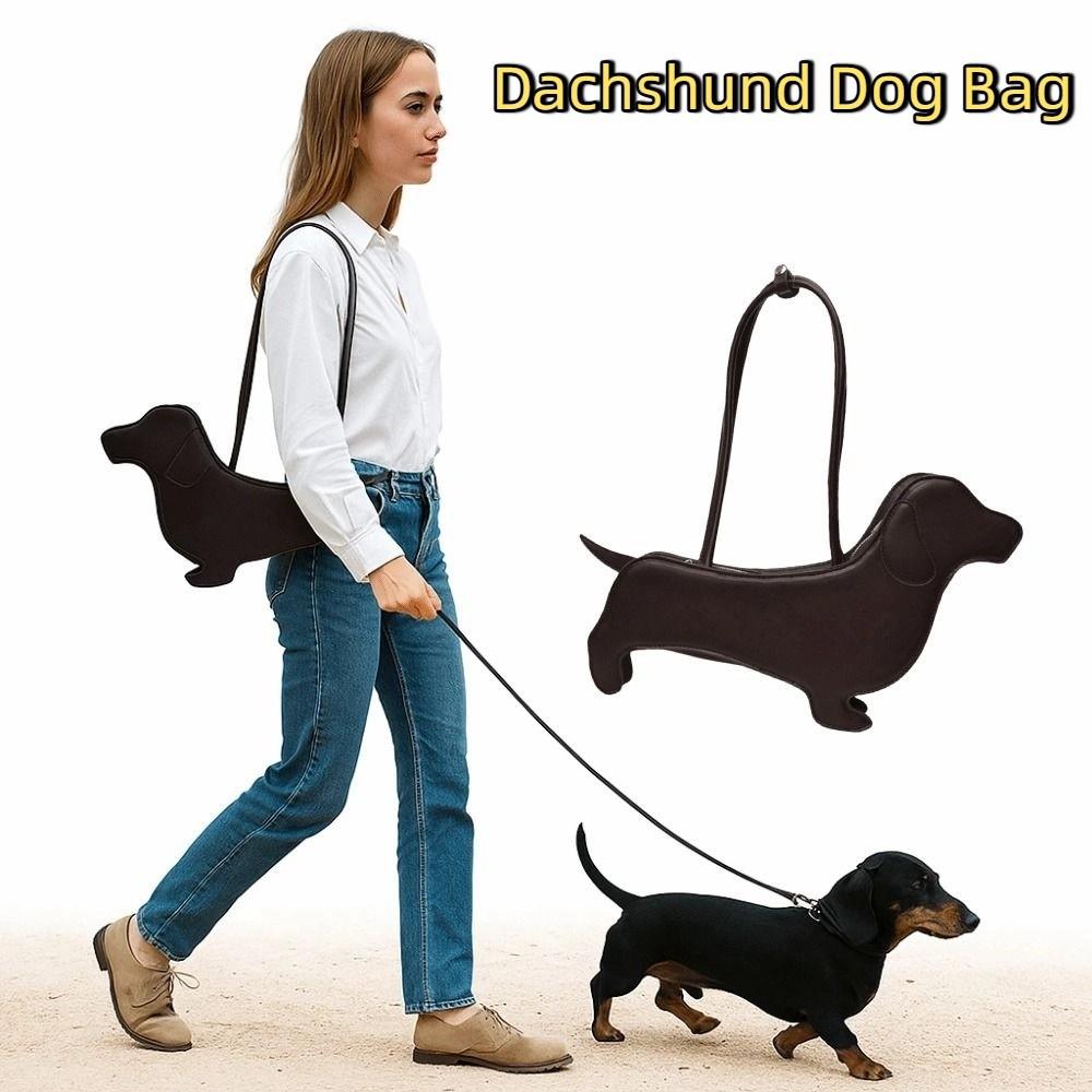 Three-dimensional Animals Shoulder Bag Sausage Dog Cartoon Handbag Fashion Dachshund Dog Bag  Girls