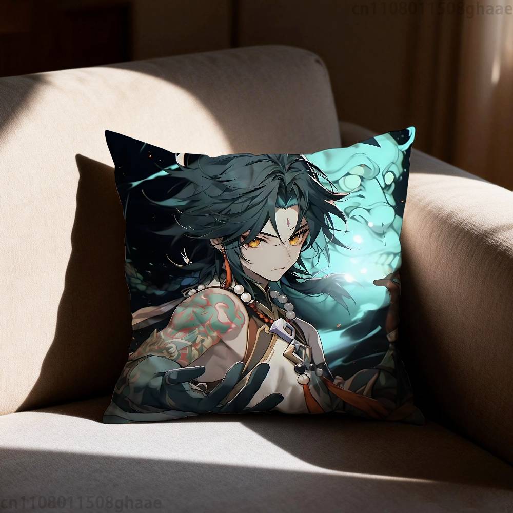 GGenshin Impact Xiao Pillow Case Sofa Living Room Bedroom Headboard Backrest Cushion Square Cushion Nap Time