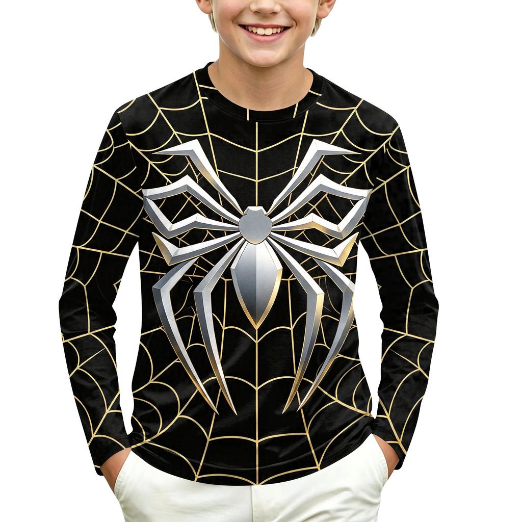 Children's Long Sleeve Round Neck Printed T-Shirt for Daily Casual Wear