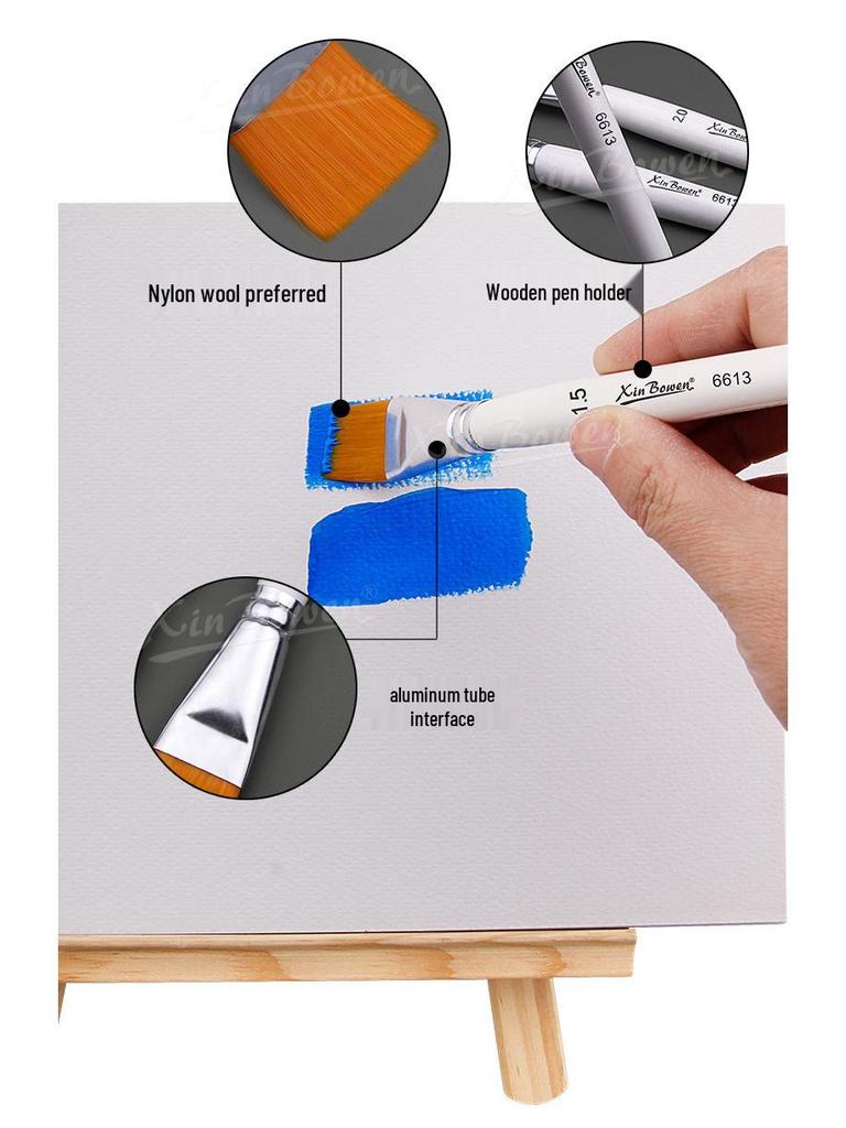 3-Piece Short Handle Nylon Art Brush Set for Watercolor and Acrylic Painting