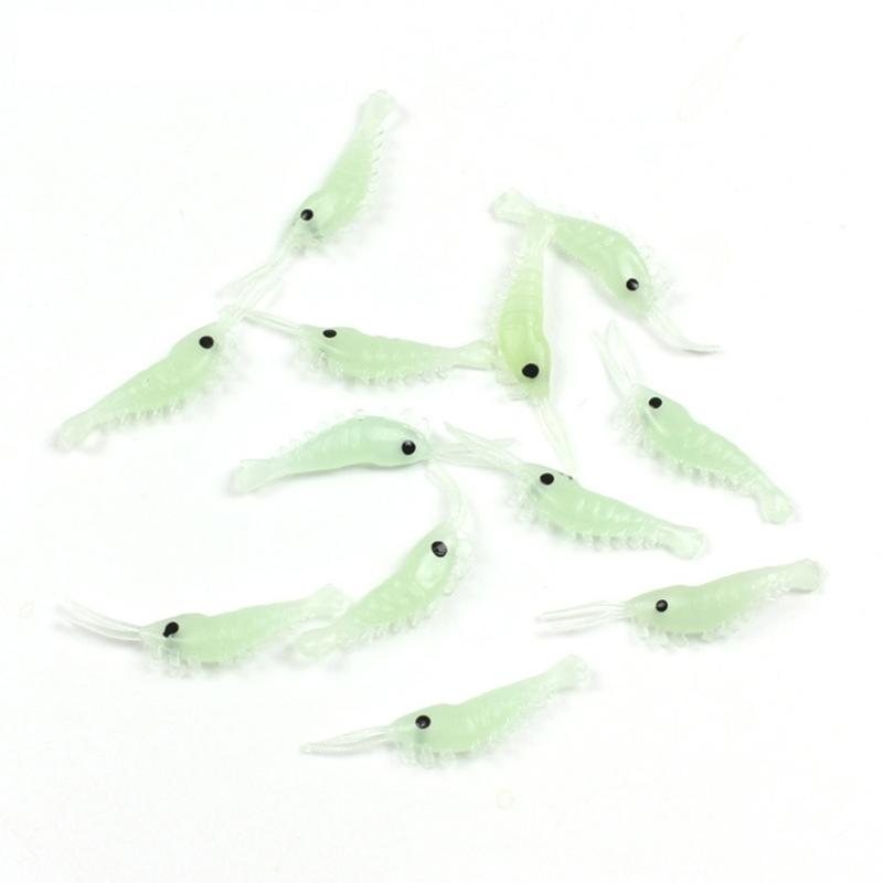 Fishing Tackle Glowing Simulation Prawns Saltwater Hook Soft Shrimp Lures for Night Fishing