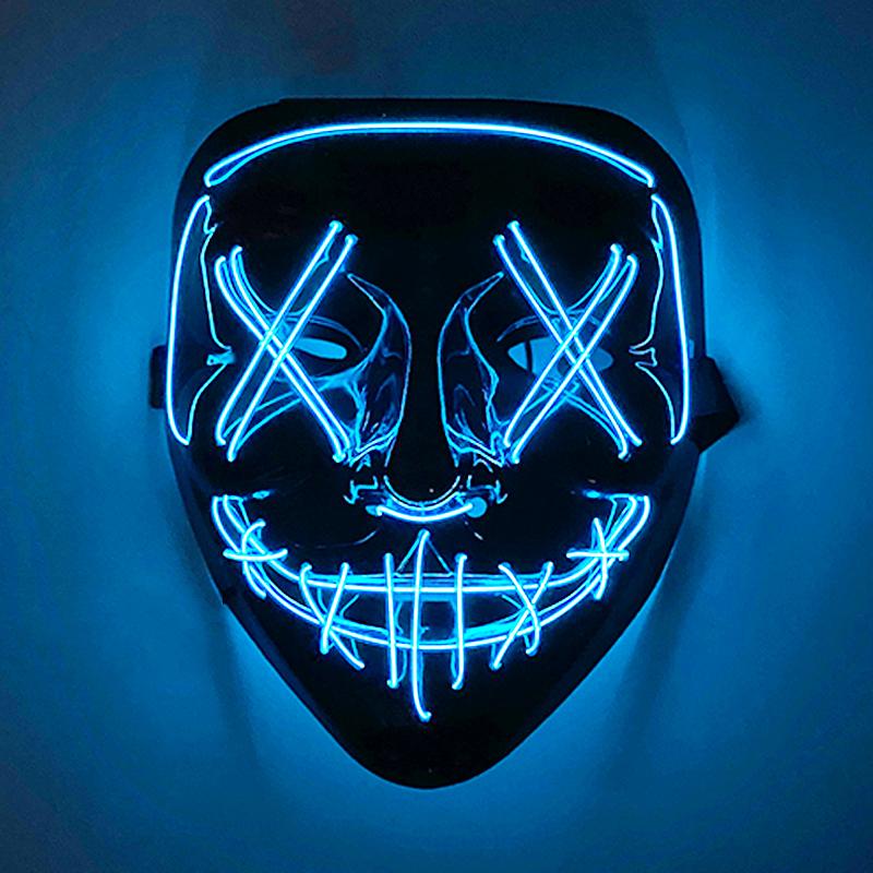 Wireless Scary Glowing Mask LED Luminous Purge Mask Halloween Carnival Light Up Cosplay Party Mask Festival Costume Supplies
