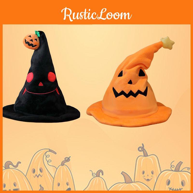 Halloween Electric Pumpkin Elf Hat Ghost Festival Party Costume Plush Toy Yellow 30*30*40cm Black 30*30*40cm