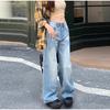 High Waist Straight Leg Jeans Women's Early Spring Plus Size Pear Shaped Body High Street Wide Leg Long Denim Pants