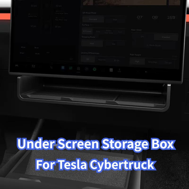 Under Screen Storage Box for Tesla Cybertruck 2025 Central Control Hidden Storage Box Organizer Tray Car Interior Accessories