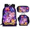 Large Capacity Schoolbag with Shoulder Strap; Student Three-piece Pencil Case Set