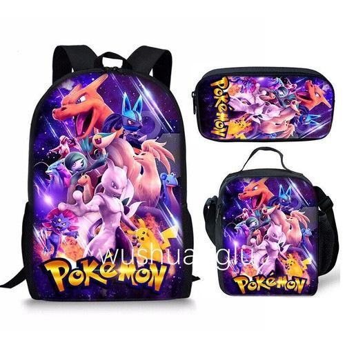 Large Capacity Schoolbag with Shoulder Strap; Student Three-piece Pencil Case Set