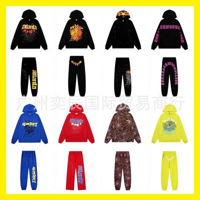 Herren Oversized Hoodie Jogginghosen Set Mit Spinnennetz Schaumstoff Druck Lässiges Streetwear Outfit