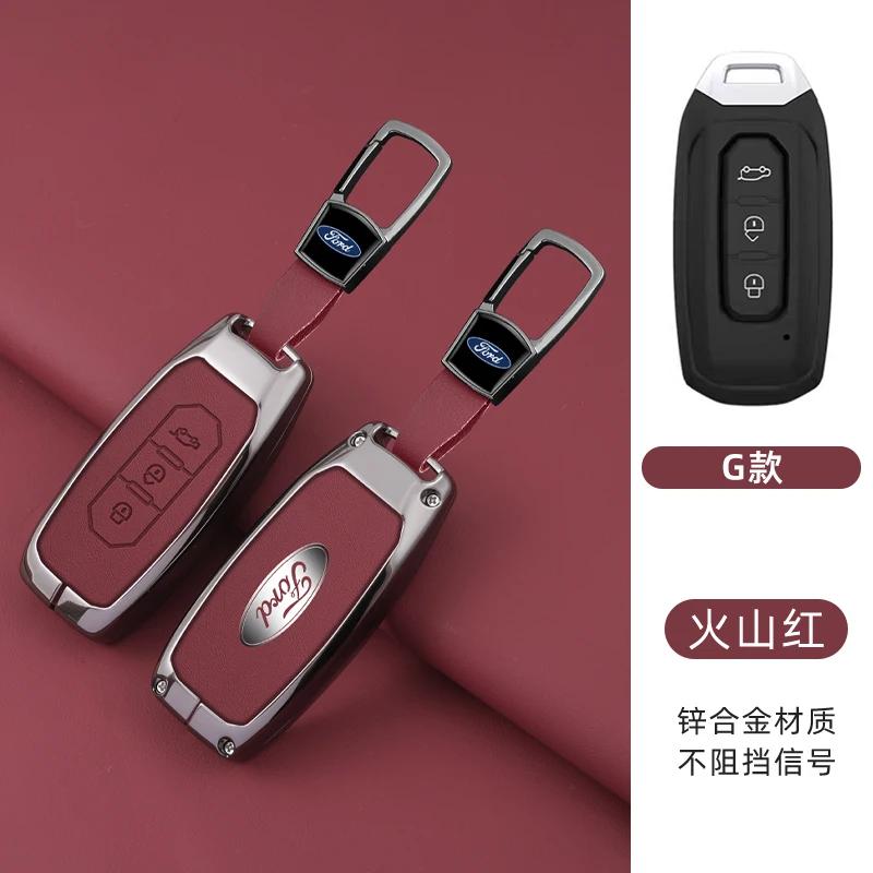 Car Sticker For Ford Zinc Alloy Car 3 Buttons Key Case Cover Protector Shell For Ford Territory 2019 2020 2021 2022 2023 2024 Sm