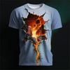 Halloween New t shirt for man Short-sleeved Men's Lava Pattern Short-sleeved Loose Round-neck T-shirt Breathable Lightweight Top