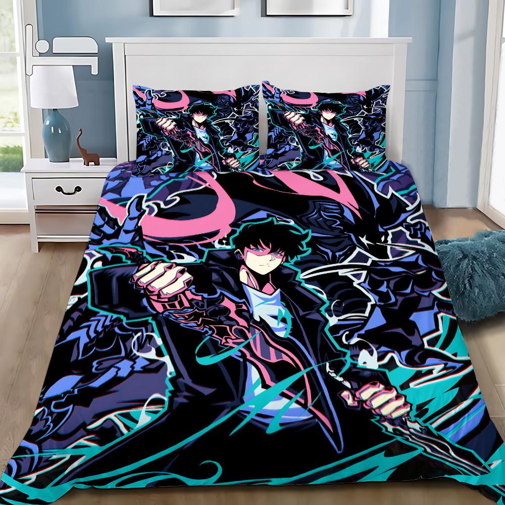 Anime Solo Leveling Duvet Cover Pillowcase Bedding Set Adult Boy Girl Bedroom Decoration Children Gift Single Double Large Size
