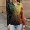 Women's Summer Fashion Casual  Printed V-Neck Long Sleeve Shirt Top