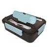 Lunch Food Box 3 Compartments Leakage Proof Microwave Safe Plastic Bento Box for Office School Picnic Blue 1500ML