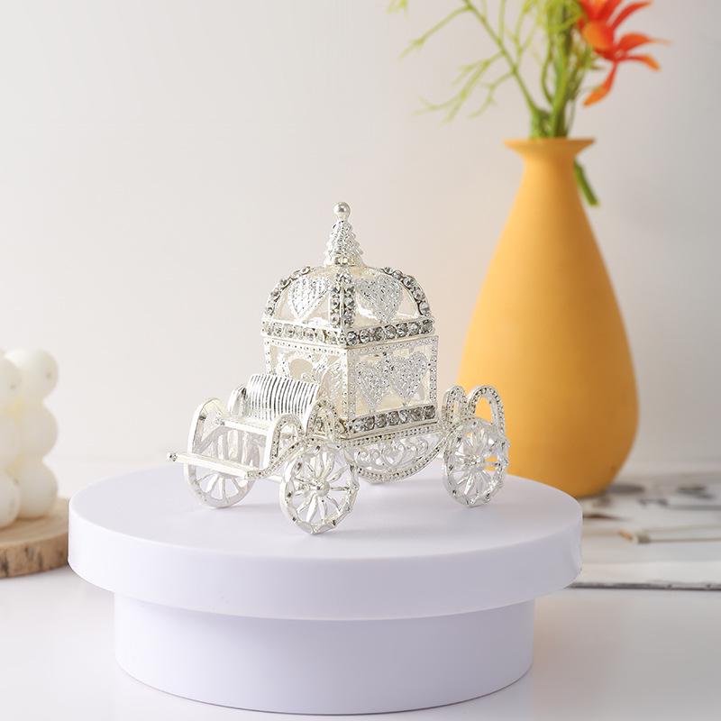 European Halloween Pumpkin Carriage Decorative Ornament - Enamel Color Metal Figurine