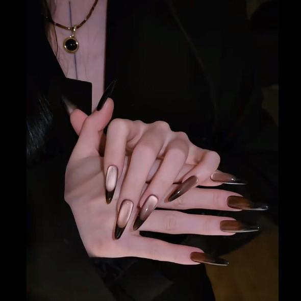 

Xiaohongshu Французский кошачий глаз Острая девушка Ручная работа Носимые Отбеливающие ногти Extra Small XS