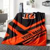 Name Custom Cincinnati Bengals Logo Print Flannel Blanket High Quality Warm Comfortable Cover for All Seasons Perfect for Gifts Home Decor