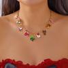Alloy Metal Christmas Necklace Rhinestone Santa Claus Bracelet Holiday Accessories  For Women Girls