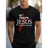 Europäische Größe Herren Christlicher Glaube Team Grafik T-Shirt - mit Rotem Kreuz & Team Schriftzug, Atmungsaktives Rundhals Freizeit Sommer T-Shirt für Kirchenveranstaltungen