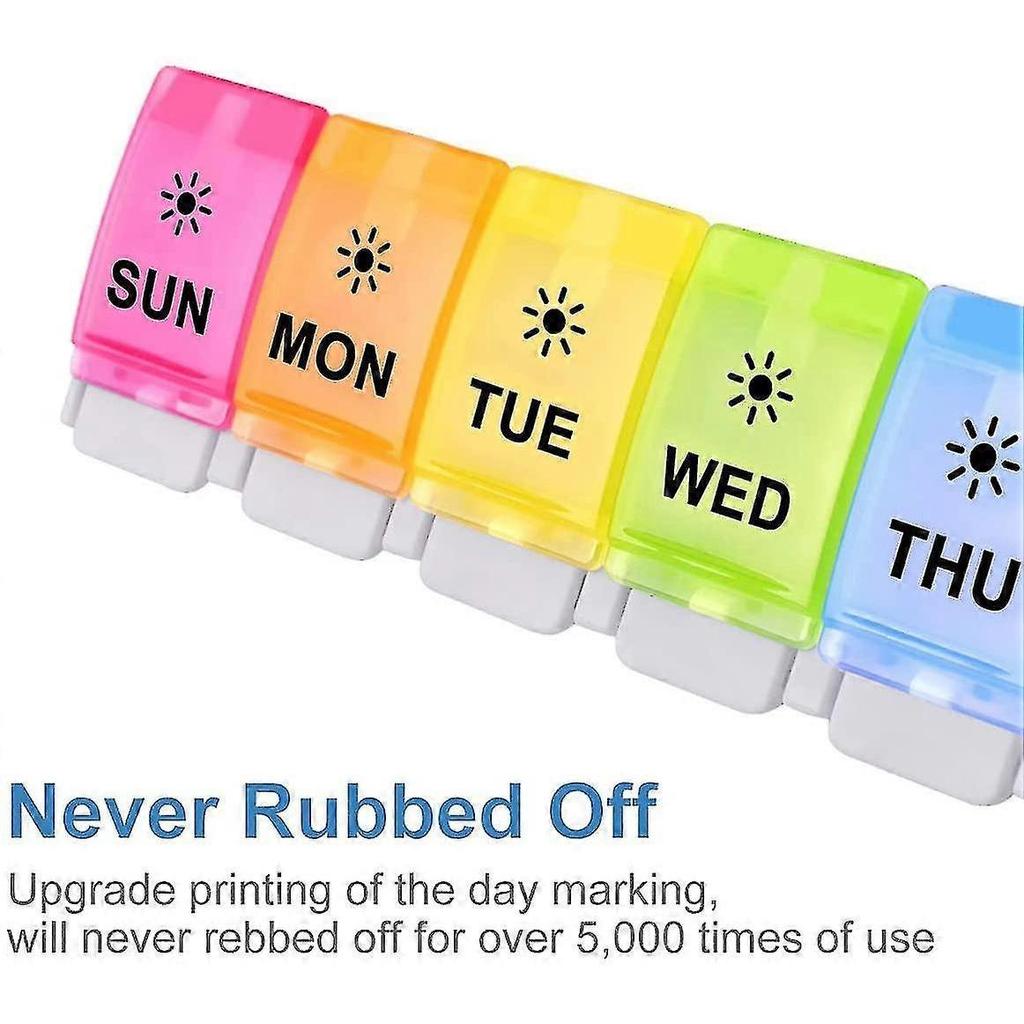 Large 7 Day Pill Organizer 2 Times A Day, Push Button Pill Box, Vitamin Pill