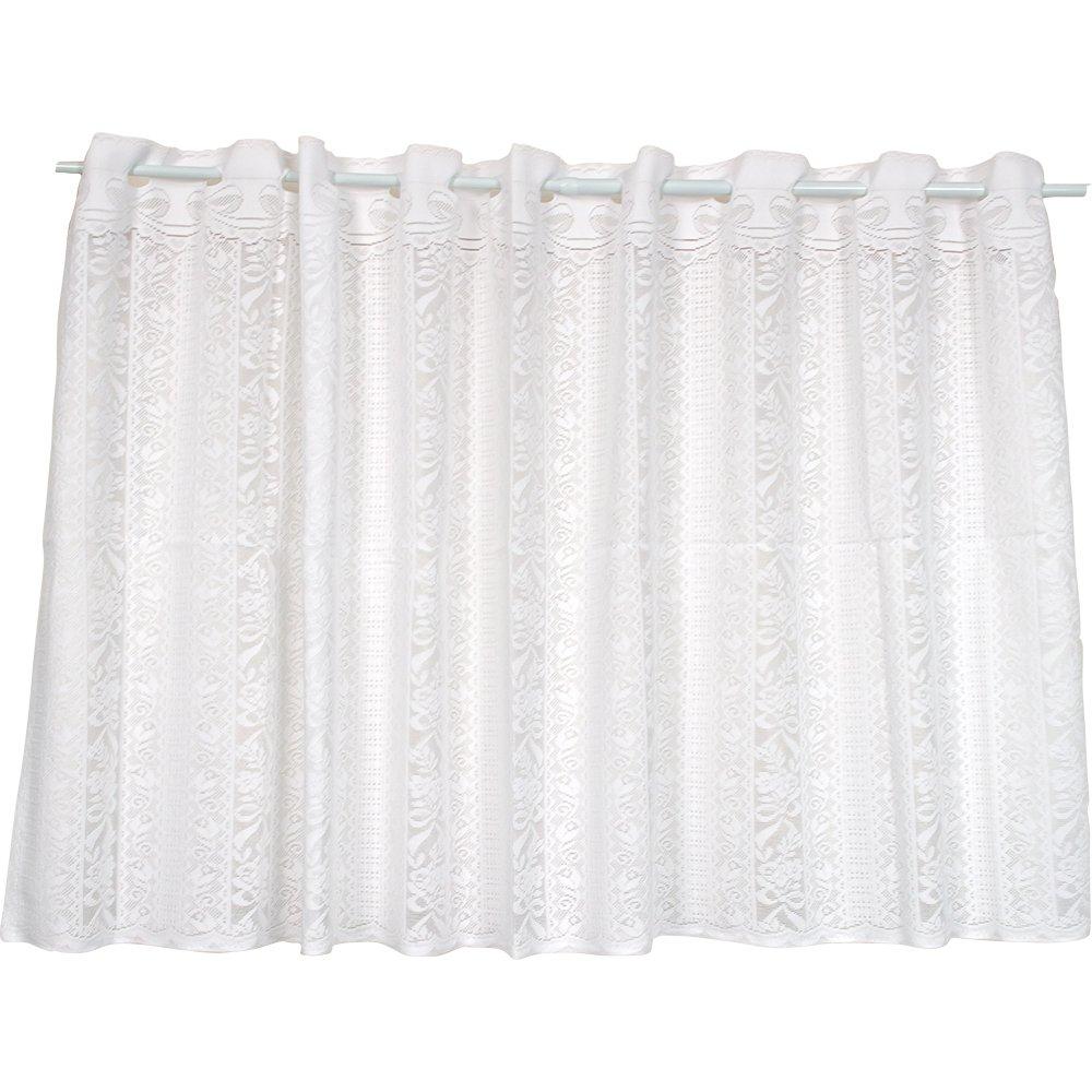 

Arie Cafe 150cm Wide x 68cm UV Striped Floral Pattern Curtain, White, Long, Protection, белый