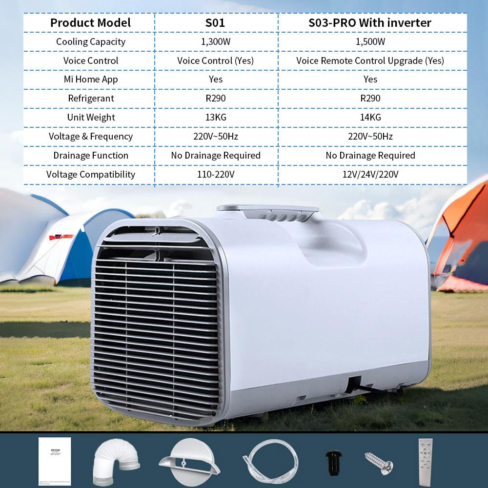Portable Tent Air Conditioner APP Voice Control 1300W/1500W  5-10m2 for RV Camping Air Conditioner