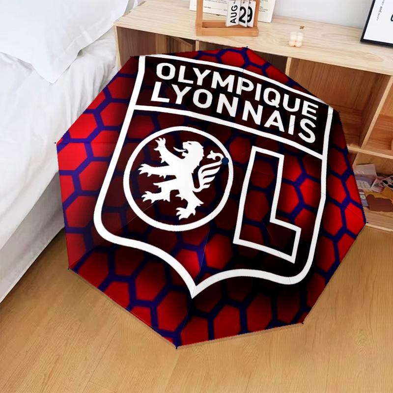 1PC Lyon Football Crest Printed Umbrella Folding umbrella, automatic umbrella 8-Frame for Travel, camping Fan gifts Christmas Gifts