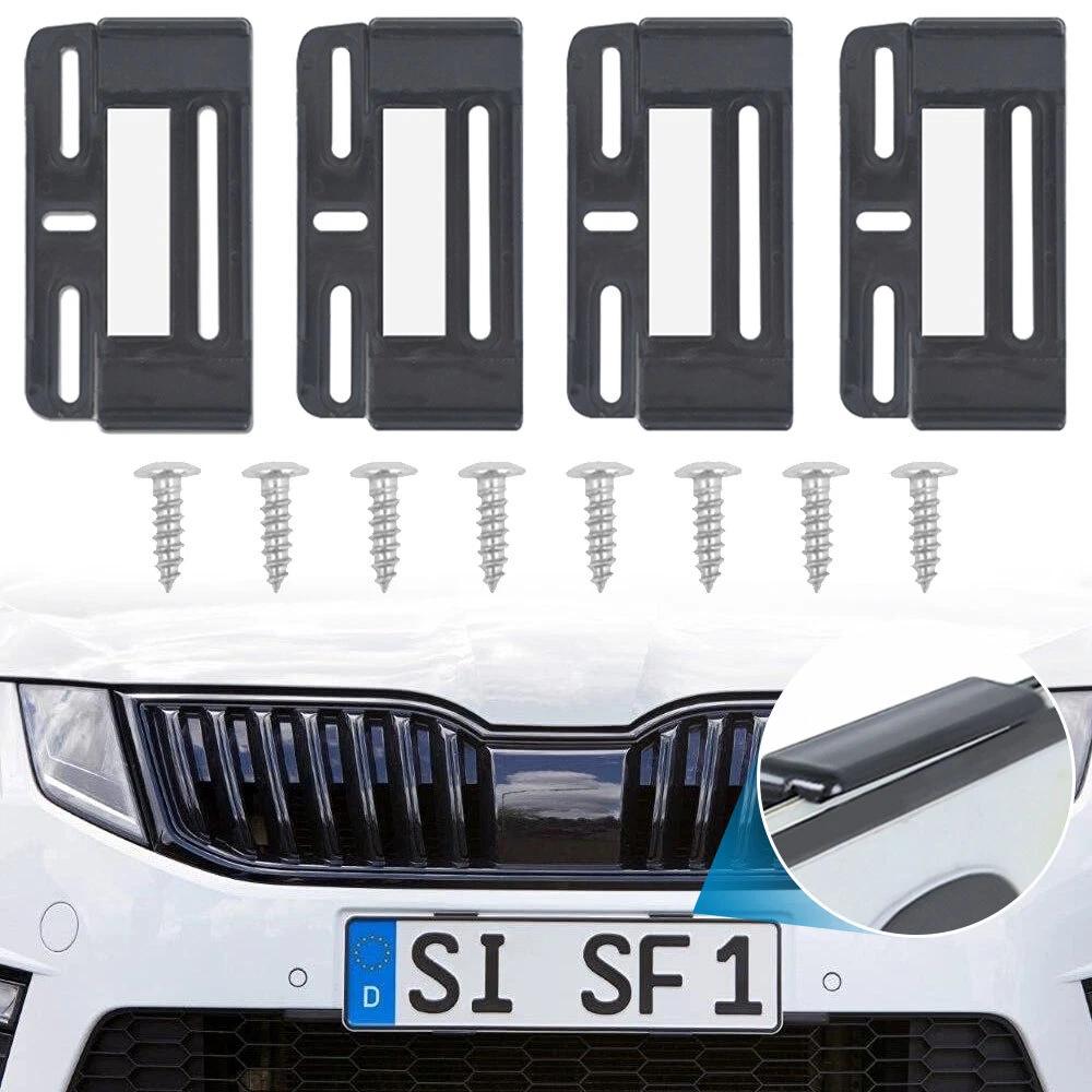 4pc Stainless Steel Car Number Plate Holder Black EU Style License Plate Frame Cover Anti-Corrosion Car Accessories