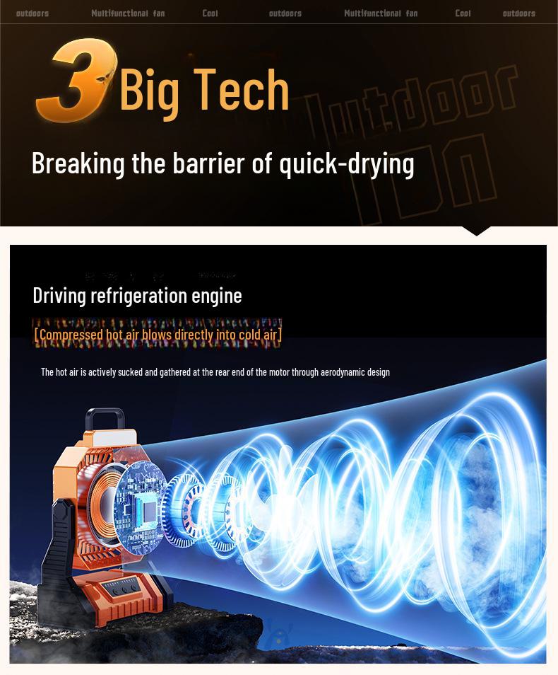 USB Rechargeable Portable Desktop Outdoor Fan with Strong Wind, Remote Control, Lighting, and Oscillating Head for Camping