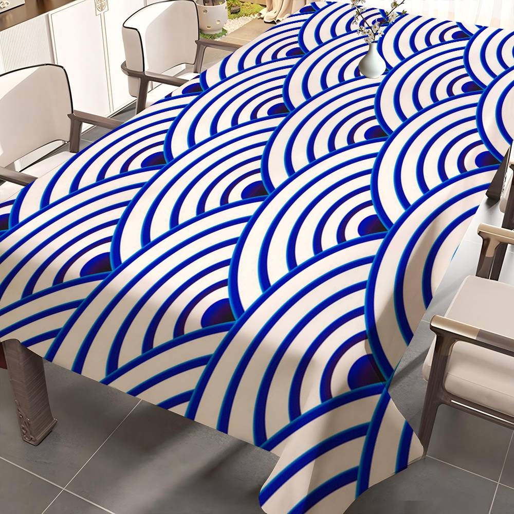 Classic Blue And White Porcelain Tablecloth Table Cover Christmas Picnic Party Wedding Waterproof Desk Cloth Table Decor