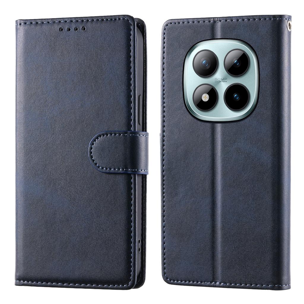 For Xiaomi Poco M8 Pro 5G/Redmi Note 15 Pro+ 5G (Global) Case Stand Wallet Calf Texture PU Leather Flip Phone Cover with Wrist Strap