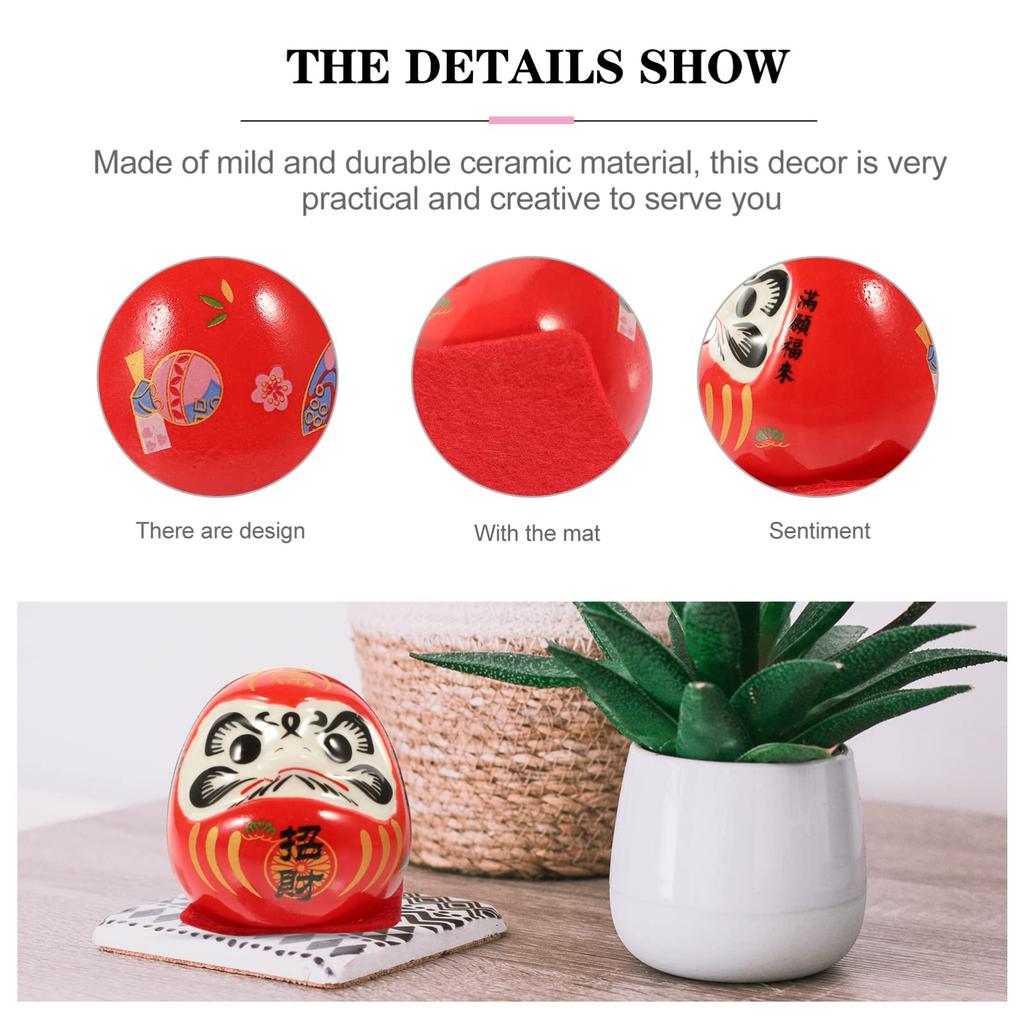 BESTOYARD Daruma Decorative Japanese Entryway New Ceramic Car Good Fortune Good Luck Protection from Table 1 Piece Figurine, Maneki-neko (Lucky Cat),