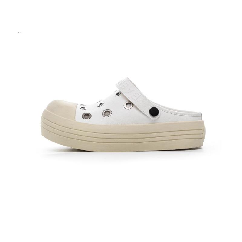 Thick Bottom Design Sense Mango Head Bag Head Half Slippers Women's Summer New Metal Buckle Hole Outside Wear Tide