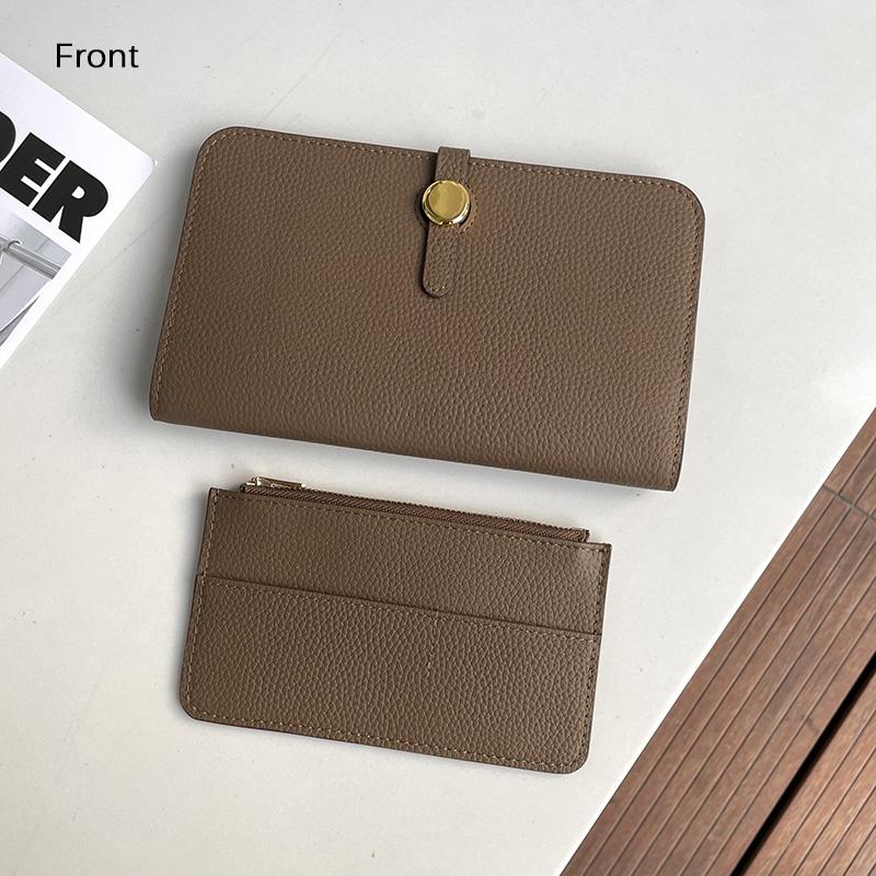 Luxury Genuine Leather Women Wallets Long Cowhide Purse High Capacity Gold-tone Hasp Clutch Bag Brand Design Ladies Billfold