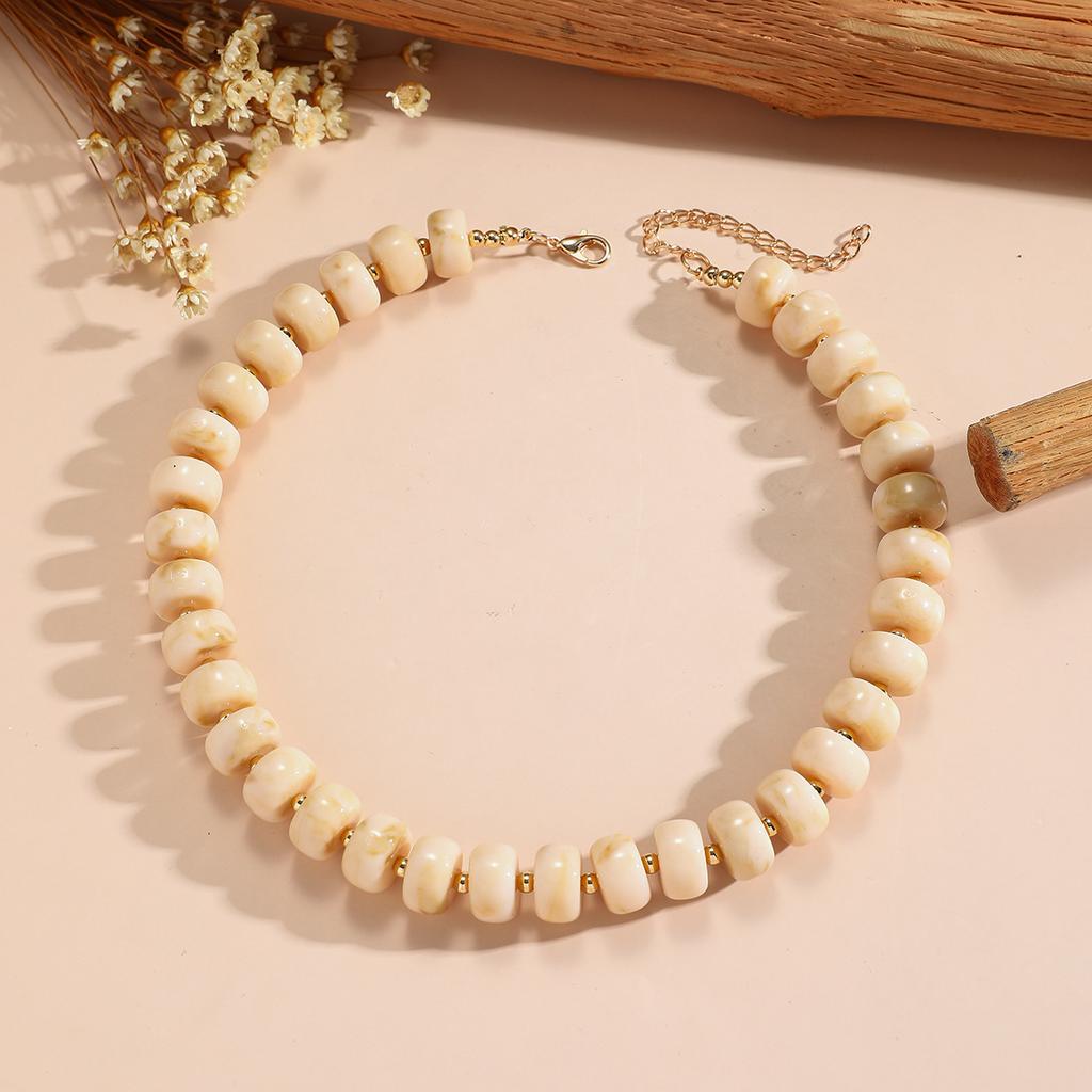 Colorful Round Beads Necklace Fashion Resin Geometric Beads Choker Necklaces for Women Bohemia Jewelry Trendy Summer Gifts