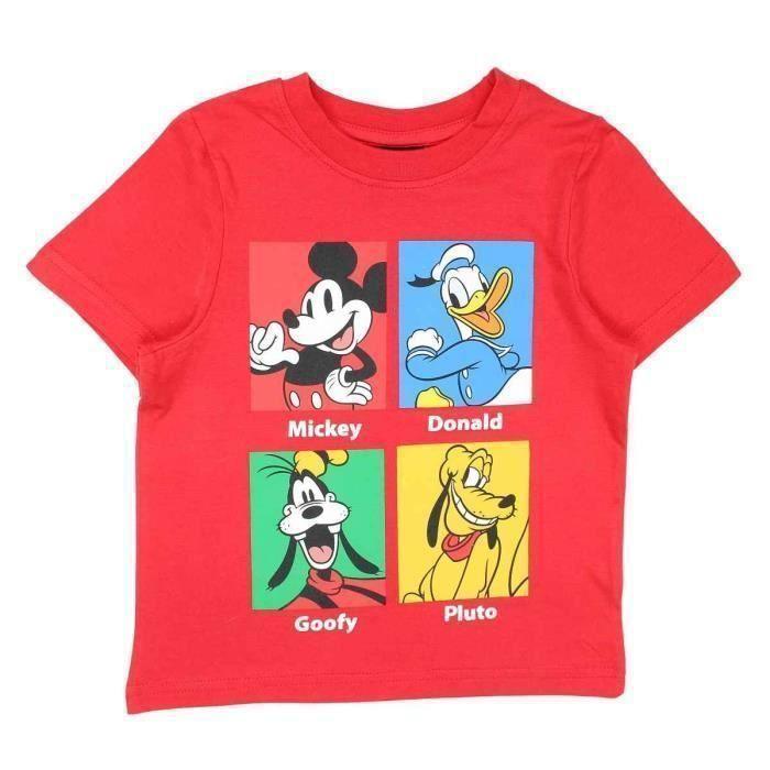 T-shirt Mickey - Disney - DIS MFB 52 02 A631 S1-4A - Rouge - Garçon - 100% coton - Manches courtes