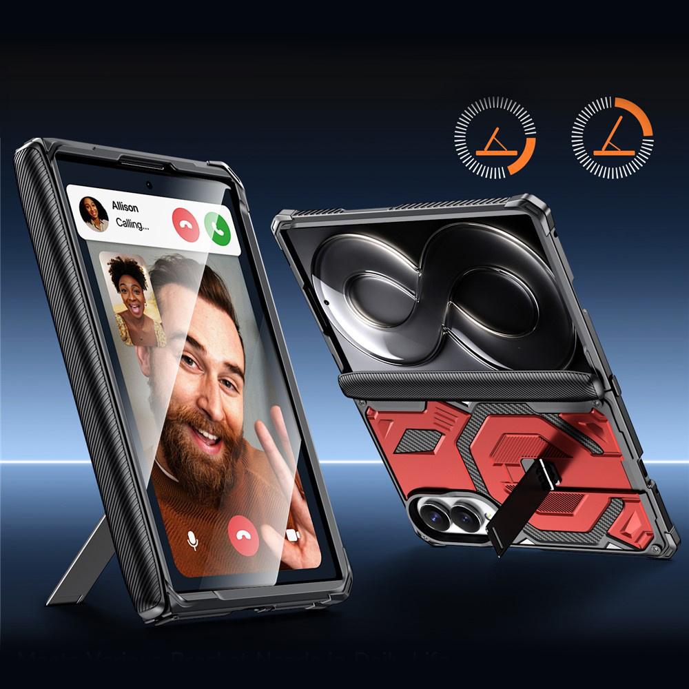 Armored Case for Samsung Galaxy Z Fold 8, with Stand and Hinge Cover, for MagSafe, Red