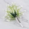 Vit Blomma Brud corsage Boutonniere Brosch Aldrig vissnar - Vit, Bandknopp