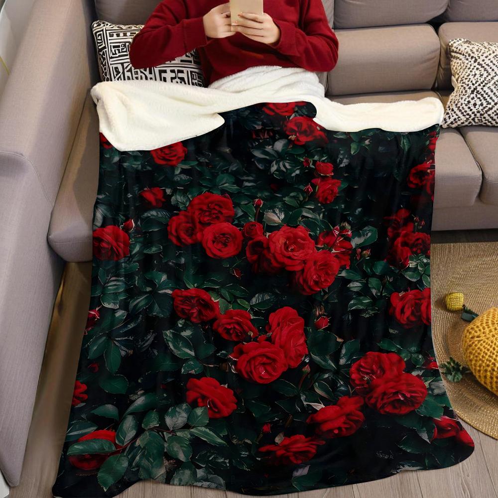 Dunkelrote Rosenlabyrinth Flanelldecke Warm Weich Halloween Weihnachten Sofa Warm Gemütlich Dekoratives Dekor Geschenk für Alle Jahreszeiten