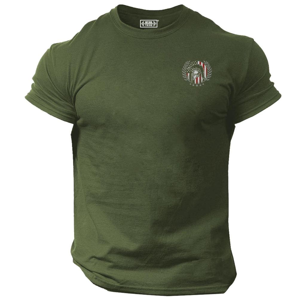 American Spartan T Shirt Pocket Gym Clothing Bodybuilding Training Gymwear Top