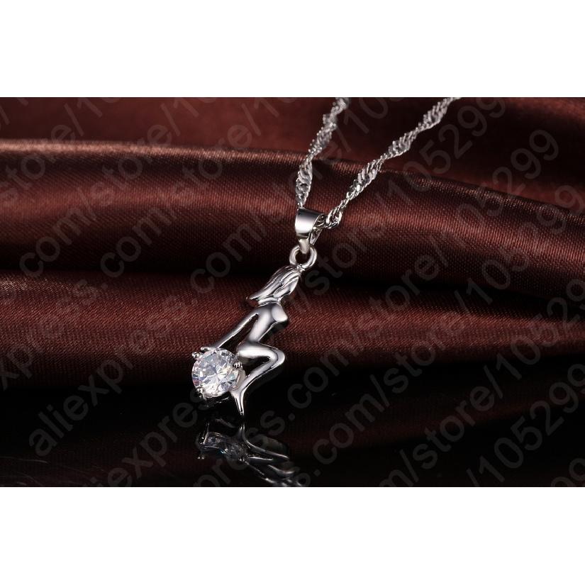 Fashion 925 Sterling Silver Color Color Elegant Wedding Bridal Dress Luxury Cubic Zirconia Jewelry Set Necklace Earrings Set