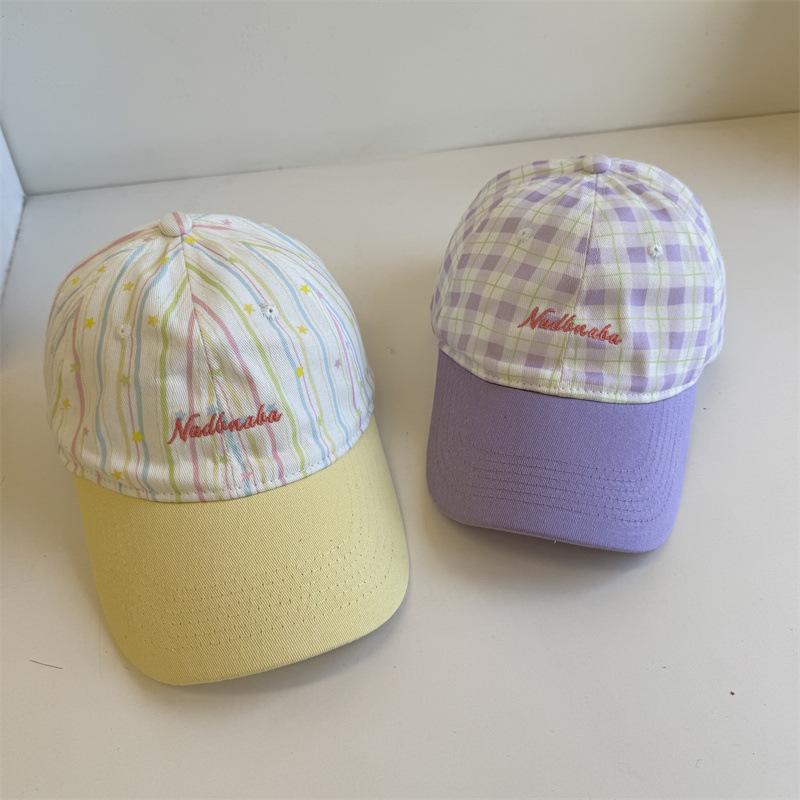 Small Fresh Splicing Embroidered Letter Cap Children's Summer Versatile Face Small Sunshade Sunscreen Baseball Cap