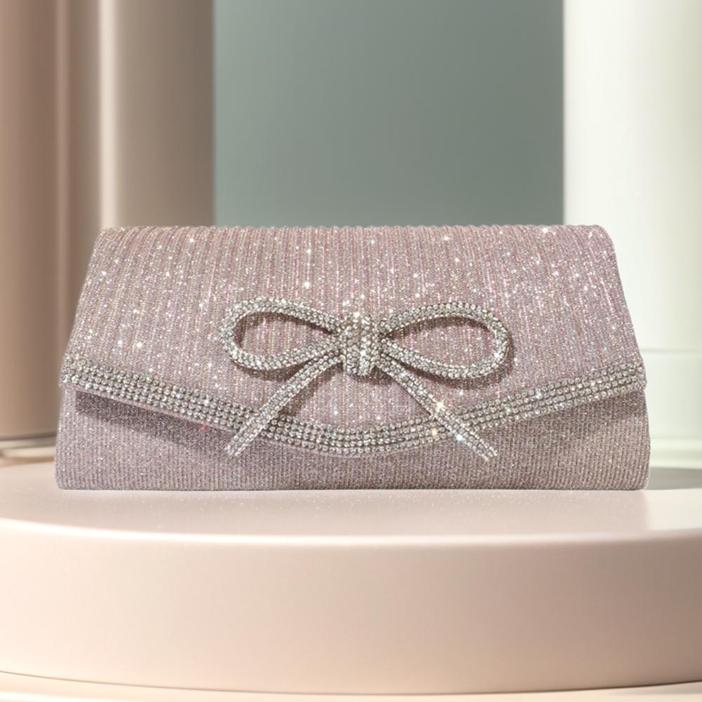 

Женская вечерняя сумка-бант, сумочка с блестками и стразами, на плечо, с регулируемым ремешком, для свадьбы, вечеринки, выпускного вечера розовый