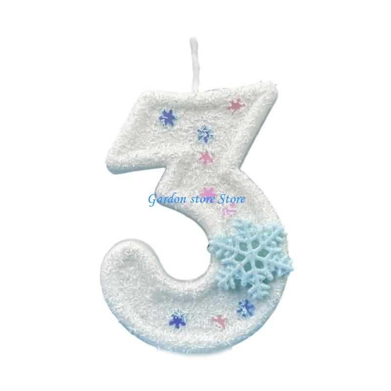 B0KB Winter Snowflake Themed Birthday Number Paraffins Wax Safe For Kids Girls Parties And Cake Toppers Decorations