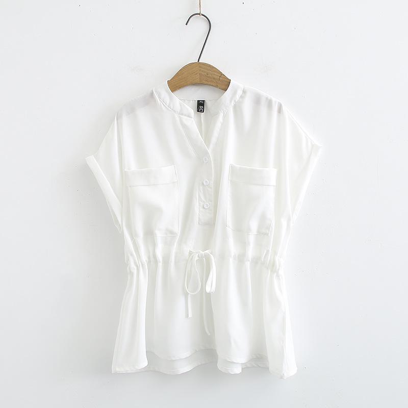 

Plus Size Cotton Linen Slimming Short Sleeve Shirt - Korean Fashion, Spring/Summer XL білий