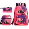 New schoolbag animation three-piece set heat transfer schoolbag small shoulder pencil bag primary and secondary school students backpack