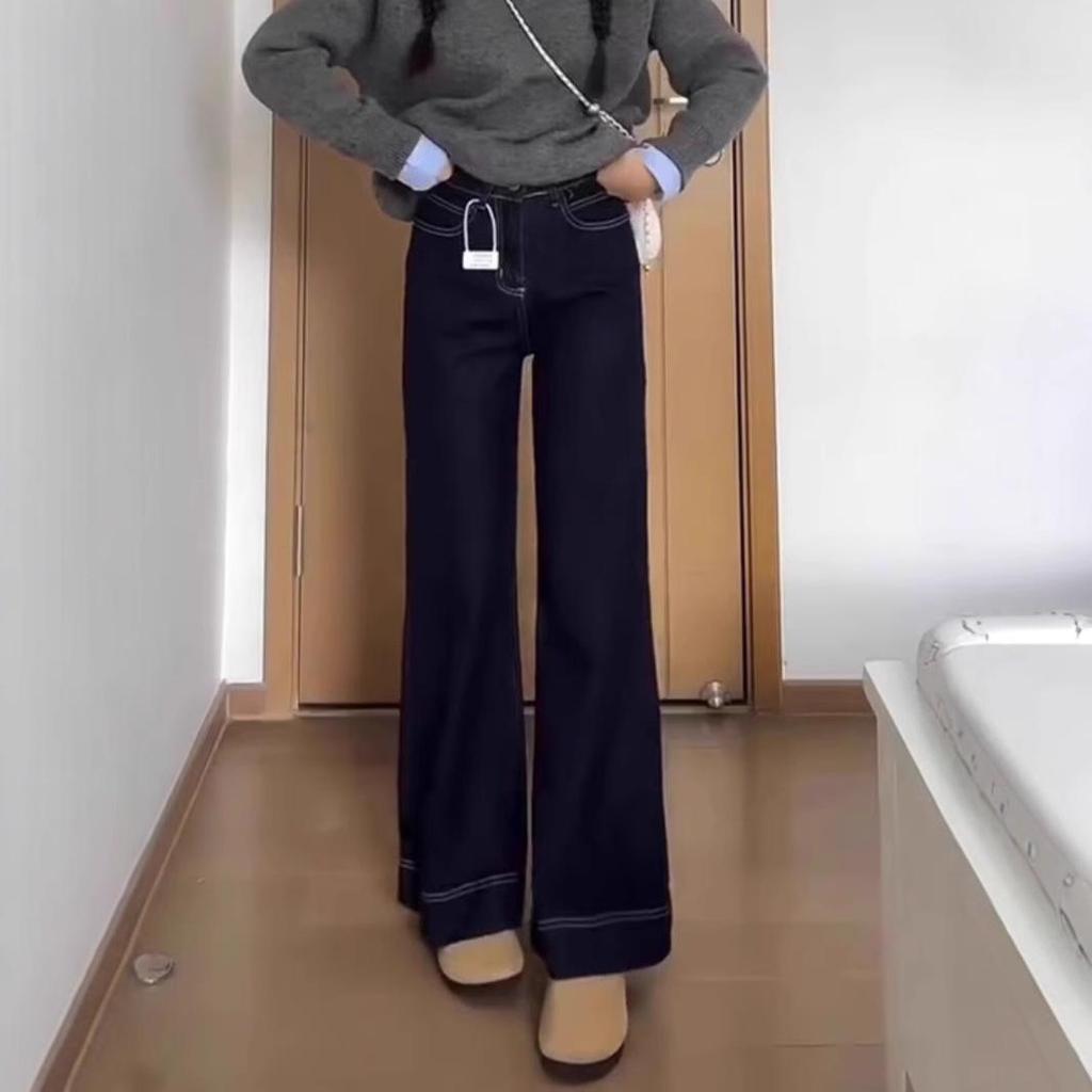 Women's Winter 2025 High-Waisted Plus Size Micro-Flared Wide-Leg Jeans